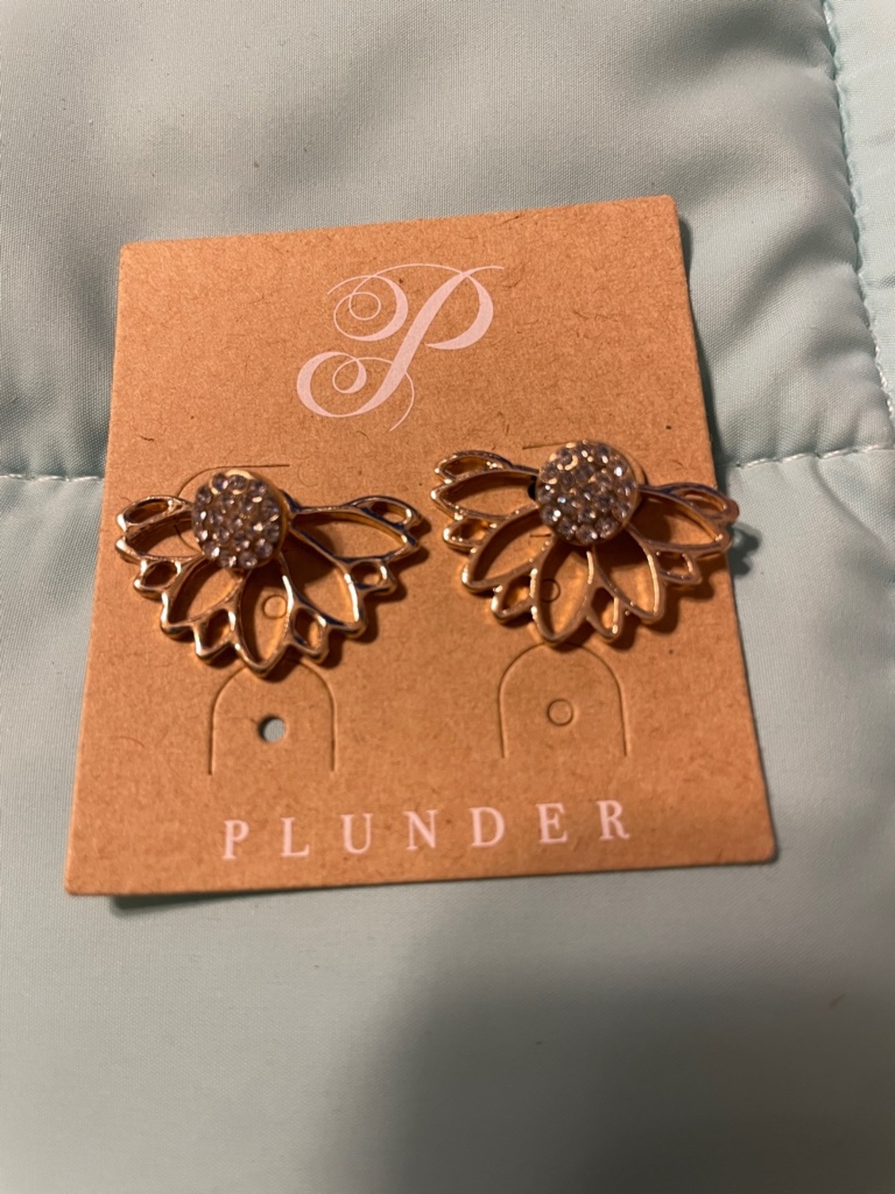 Plunder Gold Floral Crystal Petal Stud Earrings